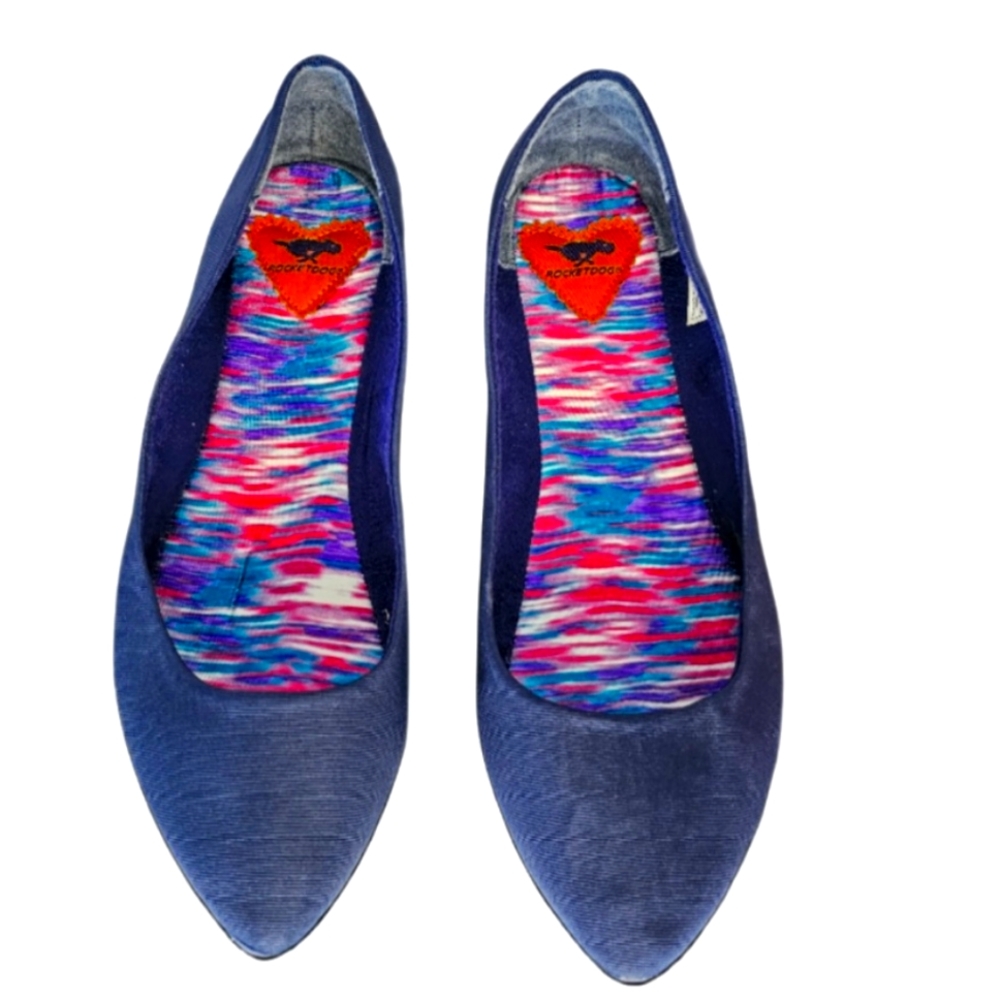 Womens Rocket Dog Slip On Shoes Blue Pleated 1" Heels Sz 8.5M